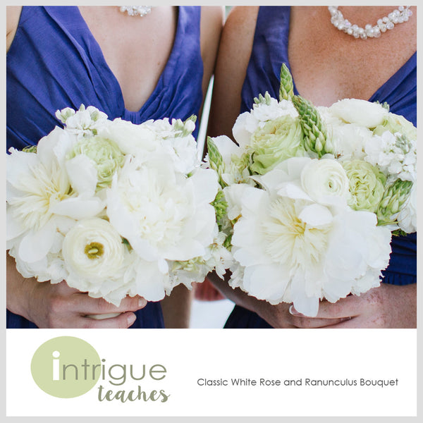 Classic White Rose & Ranunculus Bouquet