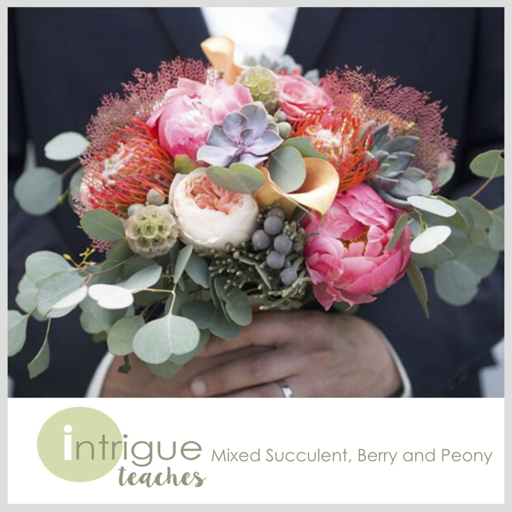 Mixed Succulents Berry and Coral Bouquet
